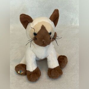 WEBKINZ Siamese Cat Stuffed Toy Plush HM160 Blue Eyes, 8” No Code long tail
